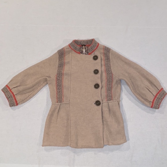 Free People Tops - Free People women’s button down wool cream and tan sweater size small
